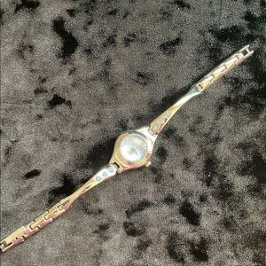 Silver Women's Watch with blue accents